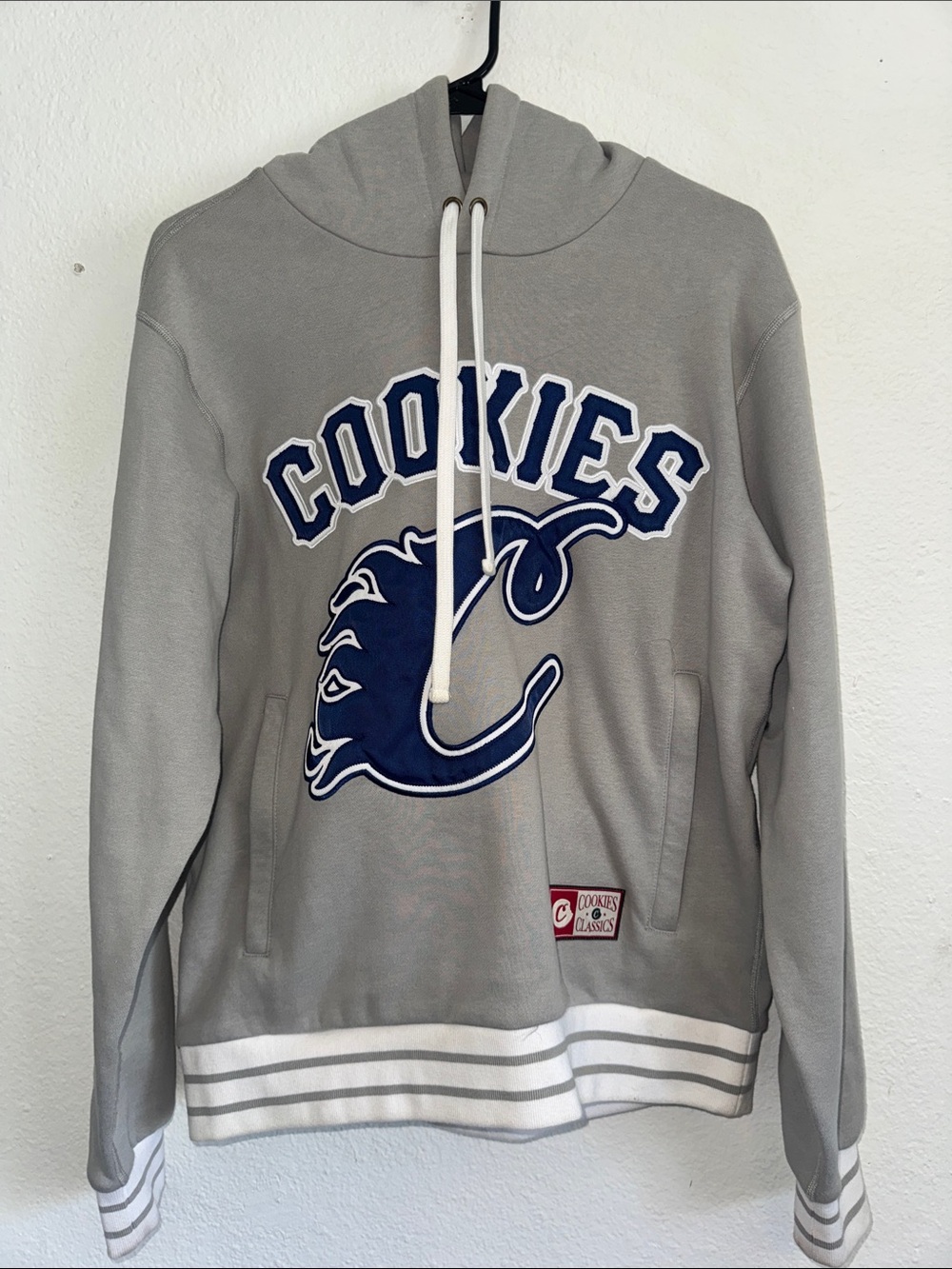 Cookies Gray Crewneck Hoodie with Navy Script Logo